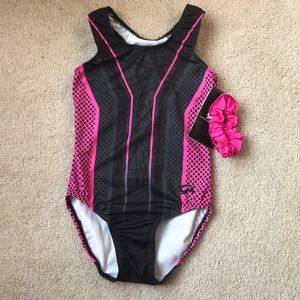 GK pink and black practice leotard